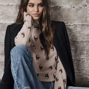 NWT Skull Cashmere Vienna Cropped Turtleneck Sweater in Adobe Pink Size XS, S, M